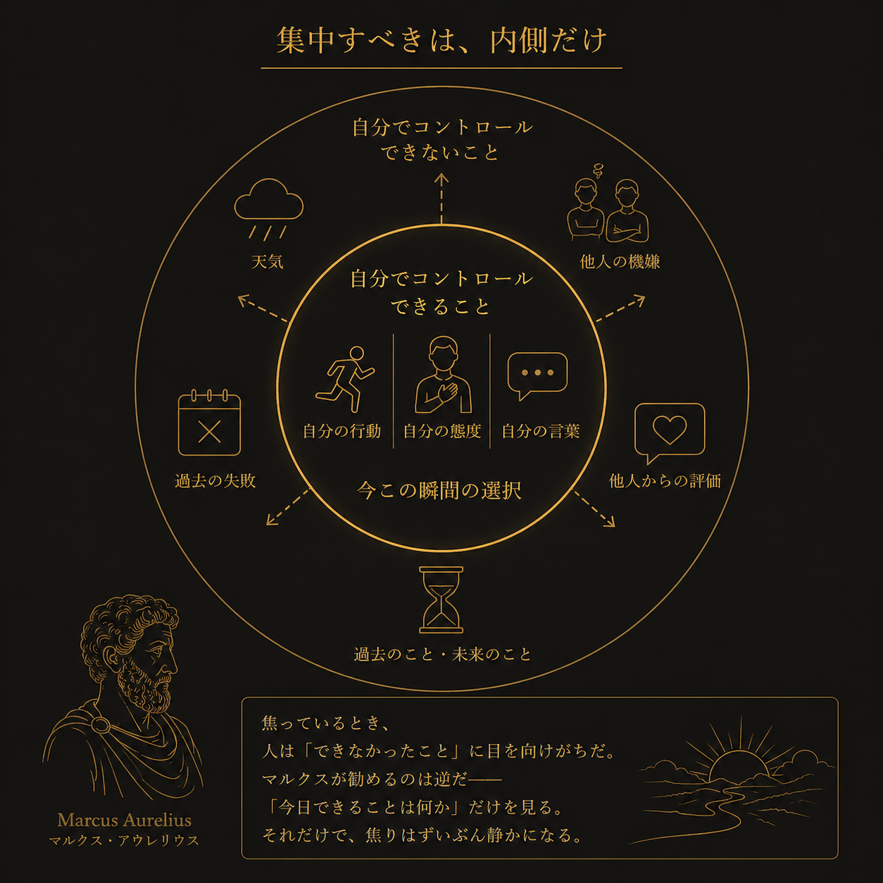 コントロールできることとできないことの同心円図
